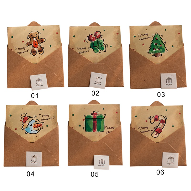 Tmdbyx Thiệp giáng sinh kèm phong bì và miếng dán trang trí tiện dụng