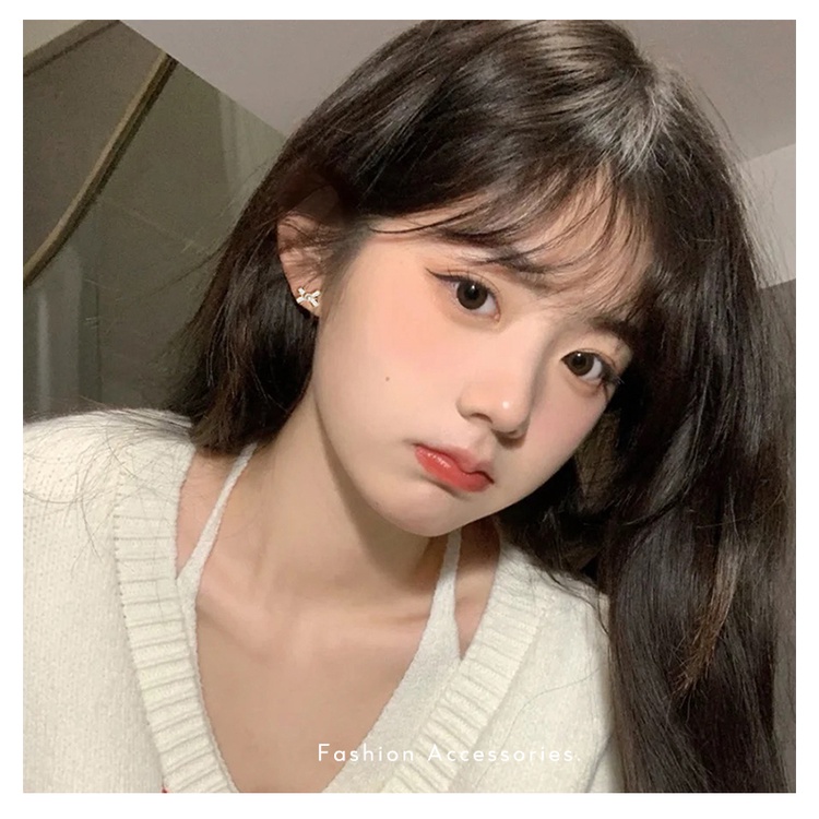 iF YOU Set 6 khuyên tai   kiểu trái tim/ nơ đính hạt ngọc trai dễ thương