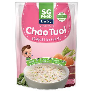 Cháo Tươi Baby Thịt Băm Bí Đỏ/ Bò và Đậu Hà Lan SG Food 240G/ Cháo Tươi Baby Lươn Đậu Xanh SG Food Gói 270G