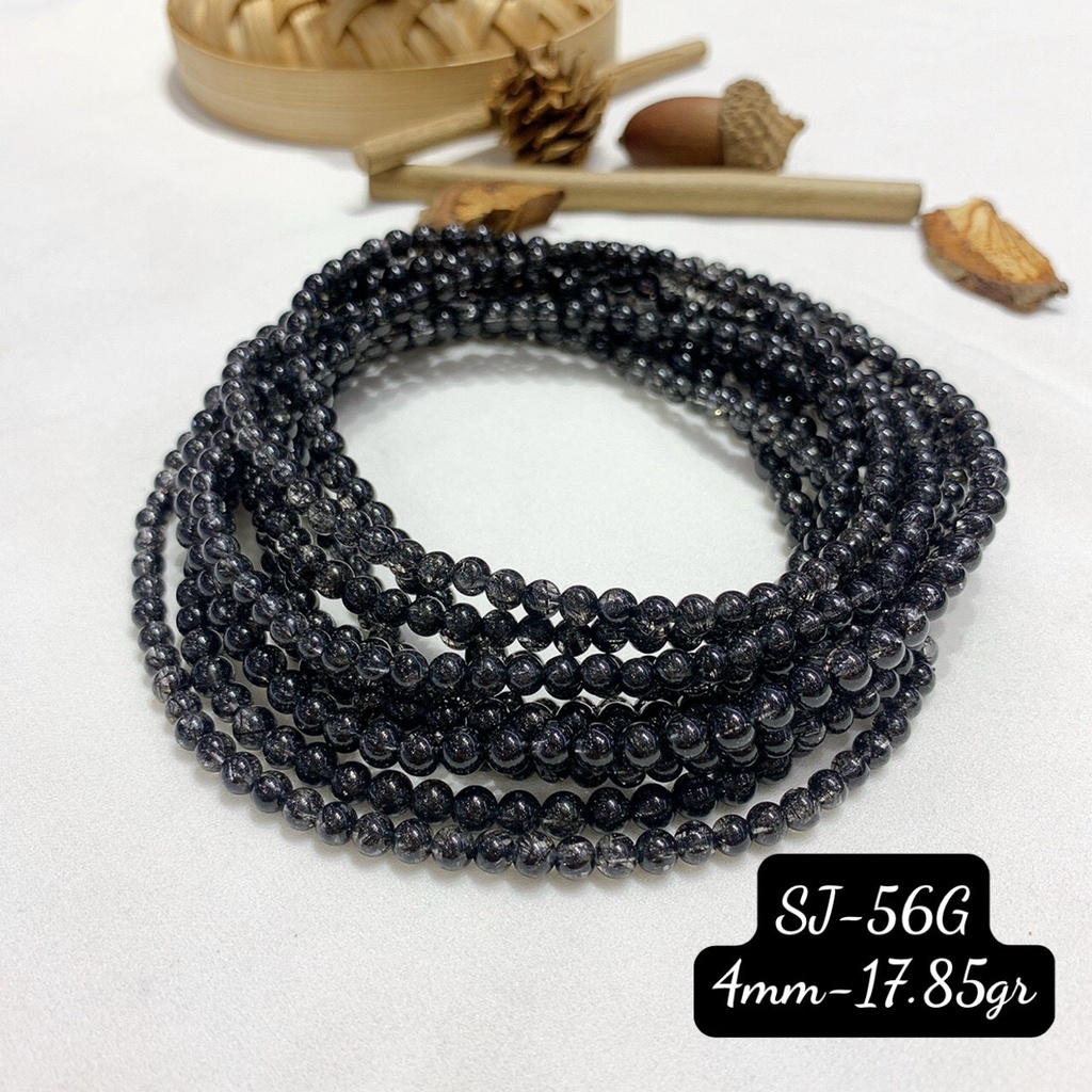 Chuỗi Vòng Quấn Tay 3 Vòng Tóc Đen Chuẩn 7A Size 4-6mm