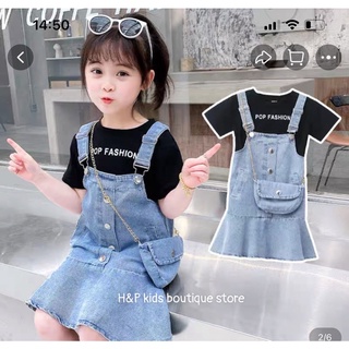 Xả Set váy jean kèm áo fashion bé gái