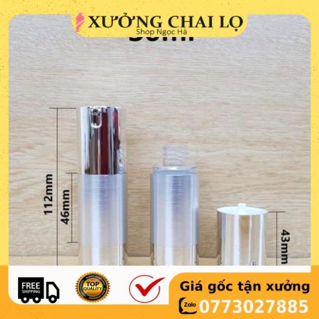 [RẺ VÔ ĐỊCH] Chai xịt giọt hút chân không Cao cấp 15ml,30ml,50ml Thân xi bạc Nắp bạc chiết mỹ phẩm , phụ kiện du lịch