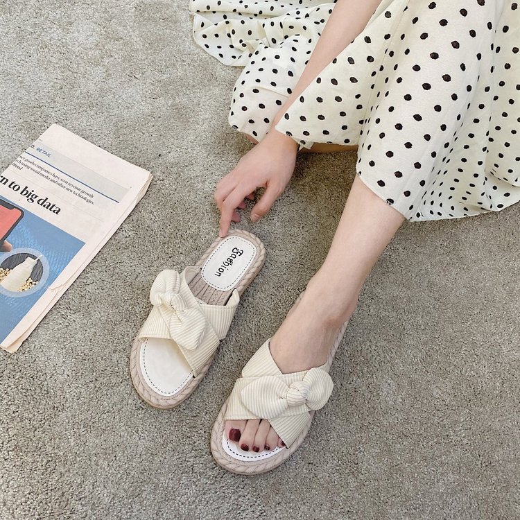 Dép Sandal Nữ Đế Bằng Trang Trí Nơ Thời Trang | BigBuy360 - bigbuy360.vn