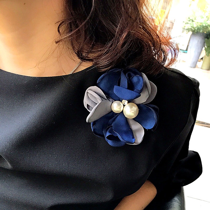 Ghim Cài Áo Hình Hoa Trà Đính Ngọc Trai Nhân Tạo Thời Trang