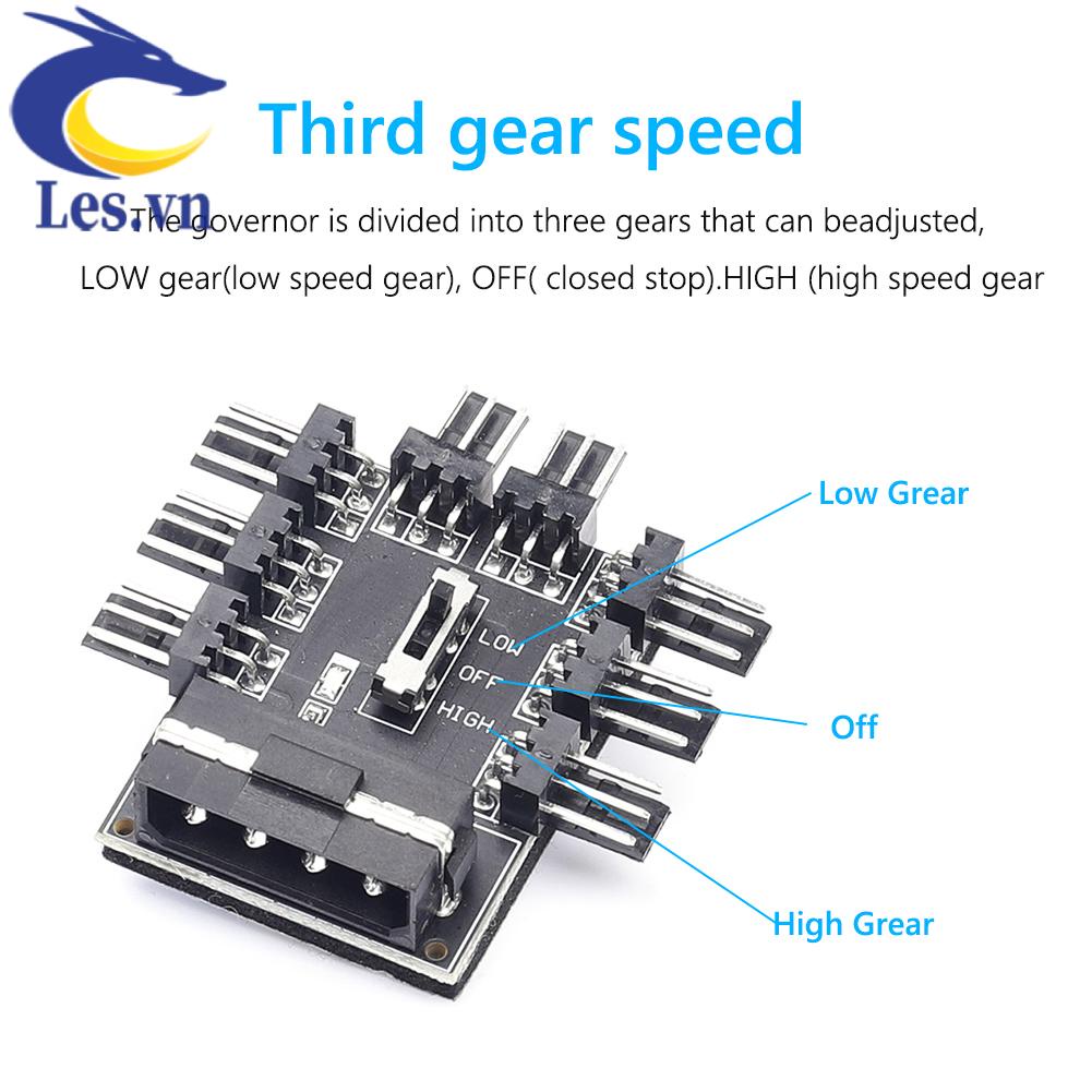Bộ Điều Khiển Tốc Độ PC 3 Cấp Độ 12V Làm Mát Dành Cho Quạt 8 Hướng