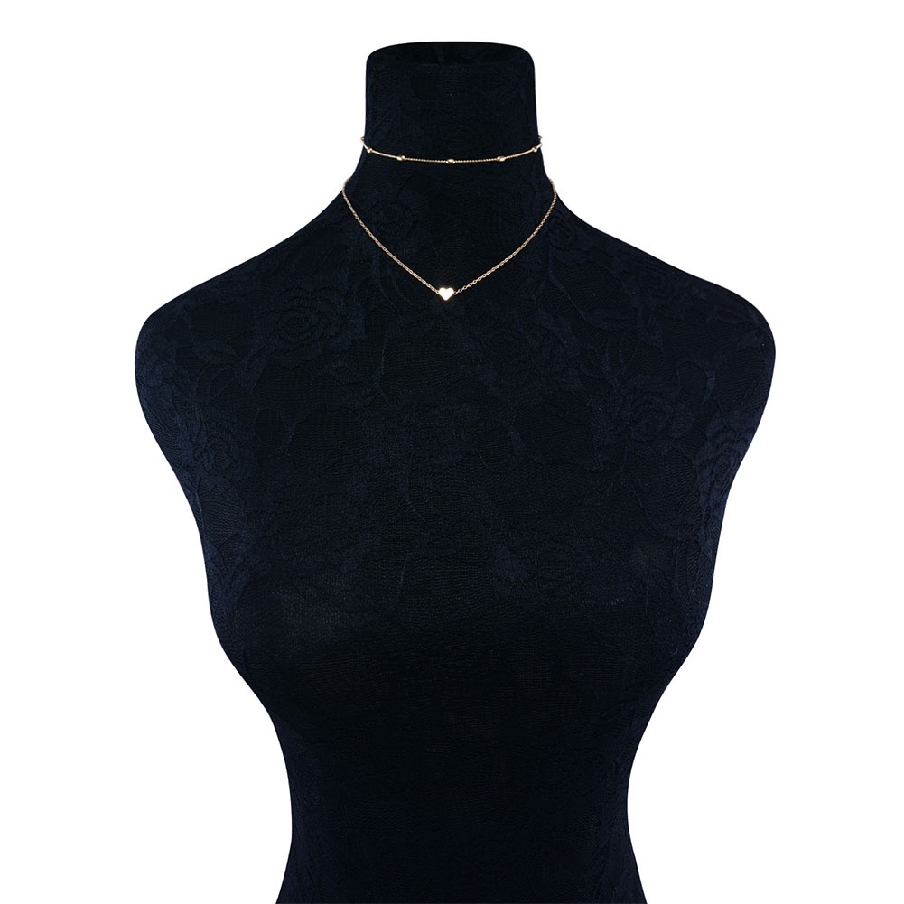 Vòng Cổ Choker Hai Lớp Mặt Hình Trái Tim Thời Trang Cho Nữ 2017
