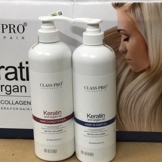 - bộ đôi dầu gội + dầu xả class pro keratin