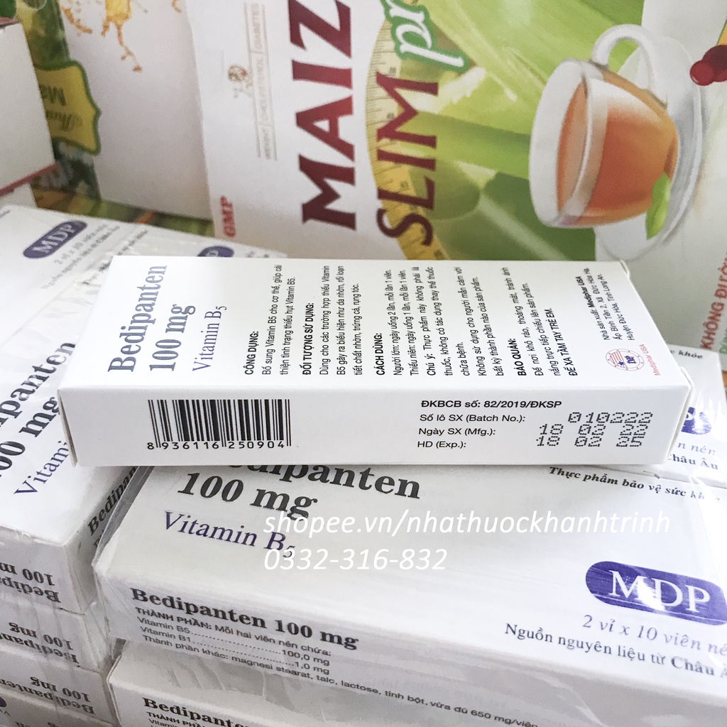 Viên uống BEDIPANTEN 100MG  giảm nhờn da, mụn, rụng gãy tóc