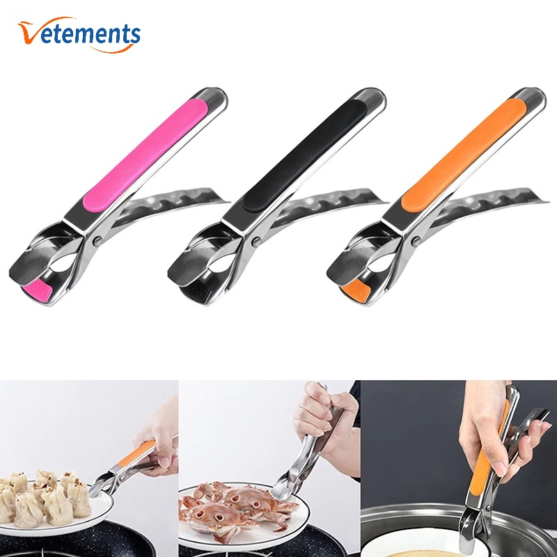 Dụng Cụ Kẹp Đĩa Chống Bỏng Đa Năng Bằng Thép Không Gỉ Cho Nhà Bếp