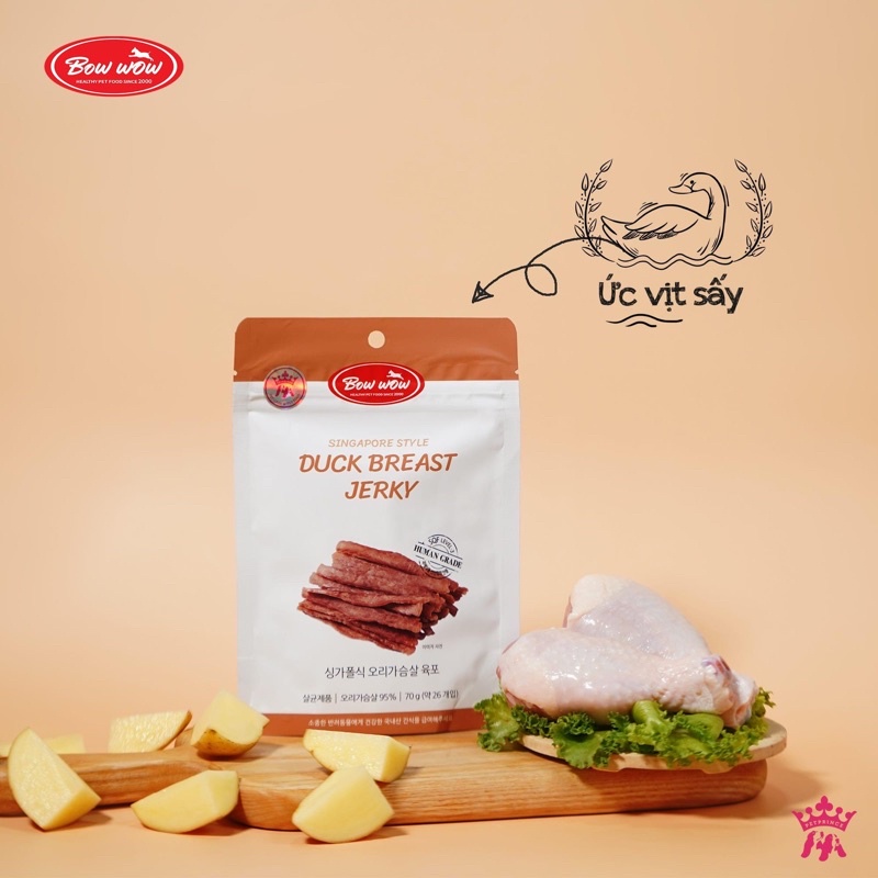 Thịt vịt sấy -Duck Breast Jerky Bowwow 70gr (001326)