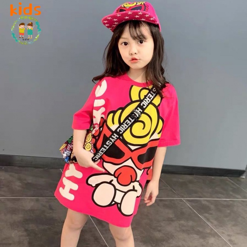 Đầm Thun 100% Cotton Tay Ngắn Phong Cách Hàn Quốc Dễ Thương Thời Trang Mùa Hè Cho Bé Gái 3-5 - 8-10 - 12 Tuổi/059