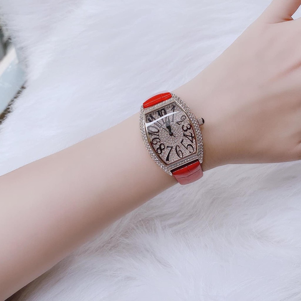 Đồng Hồ Davena Nữ Dây Da Đỏ 36mm Rose Gold Chính Hãng