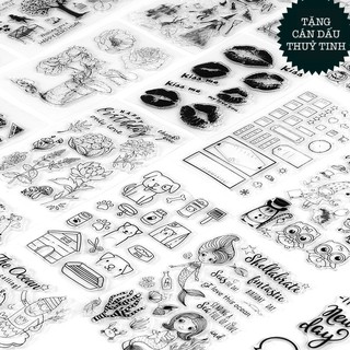 Clear stamp / con dấu trong suốt trang trí planner / scrapbook
