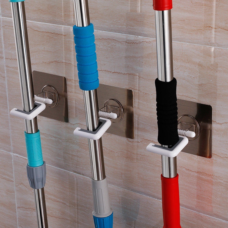 UShuangqing Miễn phí Punch Chủ Lau Chổi Móc Treo Nhà Vệ Sinh Kẹp Thẻ Kệ 1pc