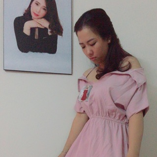 Đầm sơ mi dây trễ vai