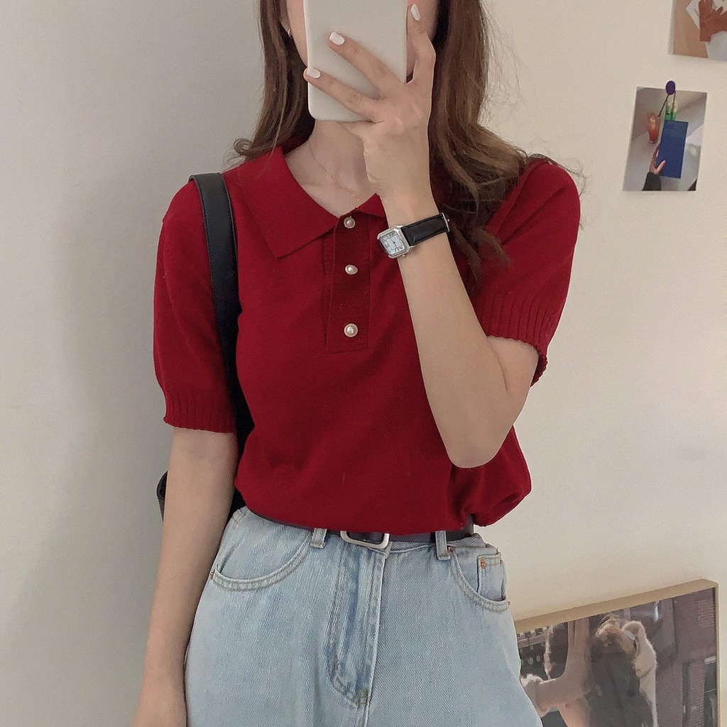 Xiaozhainv Áo Thun Polo Ngắn Tay Kiểu Dáng Hàn Quốc | BigBuy360 - bigbuy360.vn