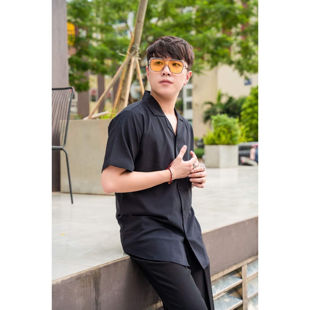 Áo sơ mi cộc tay cổ vest nam MALTRIK phong cách Hàn Quốc unisex chất lụa cao cấp có size lớn 130kg