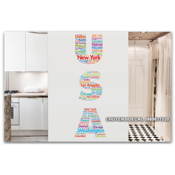 Decal dán tường - Chữ Tiêng Anh Quốc Tế