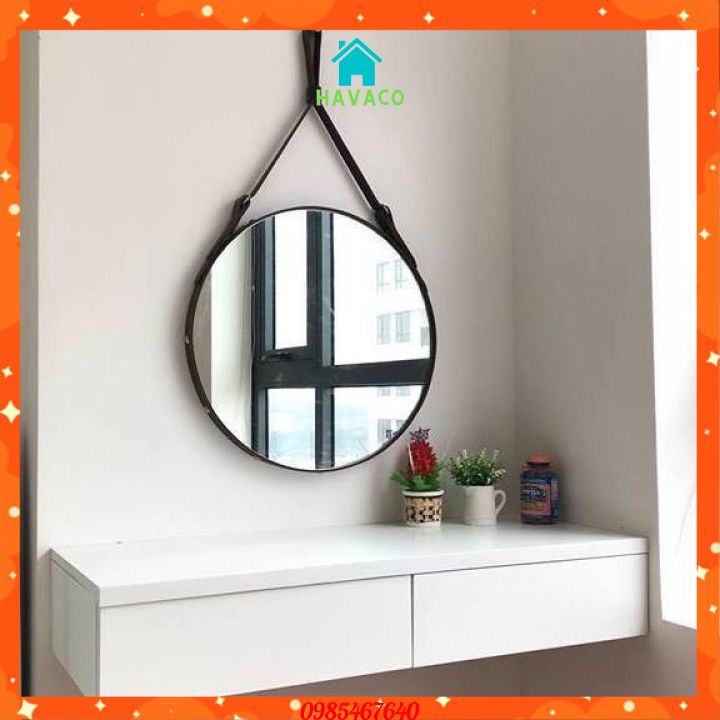 Gương Tròn Treo Tường Dây Da Cao Cấp Simili✨D40✨