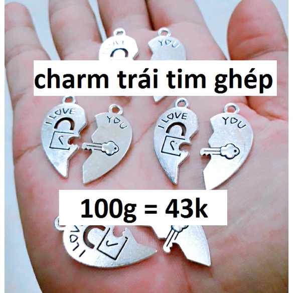 sỉ charm trái tim ghép i love you : 50 gram = 25k / 1 gói [ chuyên sỉ charm giá sỉ rẻ nhất ]