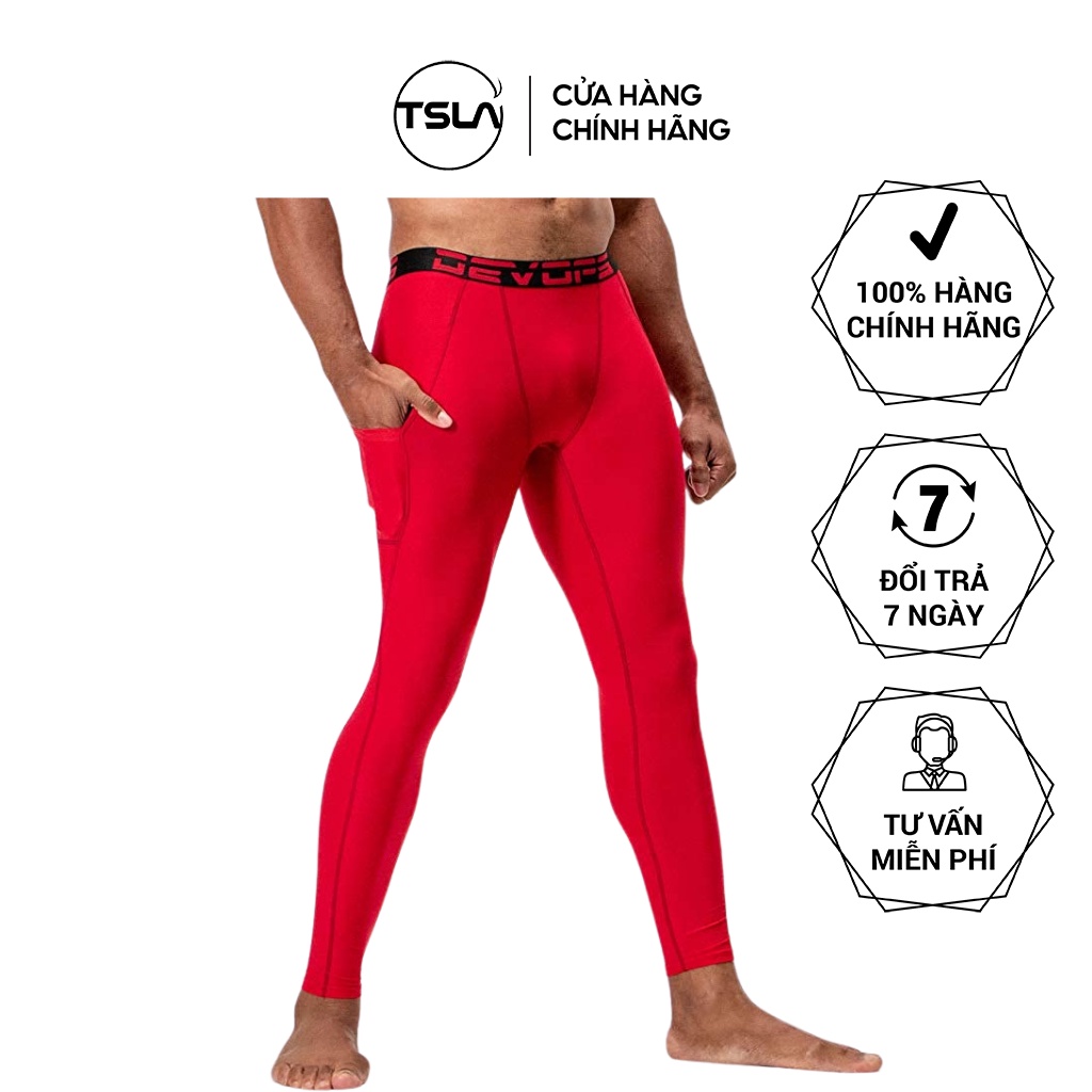 Quần legging thể thao nam dài Devops có túi bản to form ôm thun co giãn bó cơ combat đạp xe tập tạ gym fitness