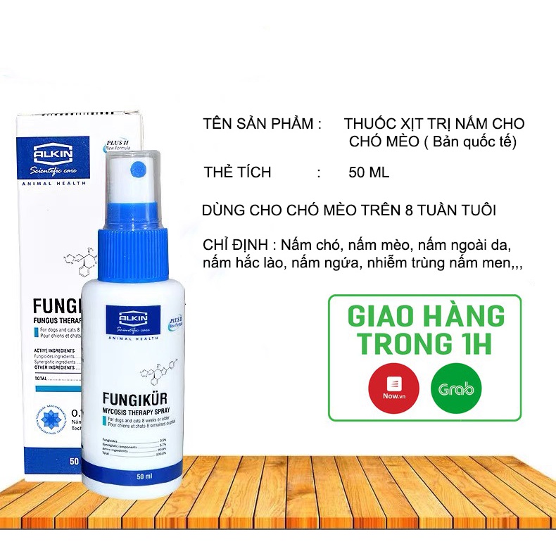 Chai xịt nấm cho chó mèo Fungikur 50 ml