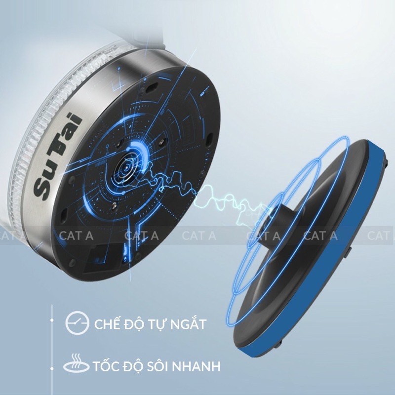 Bình đun Siêu Tốc Thủy Tinh CAO CẤP SUTAI Dung Tích 2.0L - Có Đèn LED Tiết Kiệm Điện