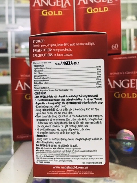 Viên Uống Sâm Angela Gold Tăng Cường Sinh Lý Nữ - Hộp 60 Viên - Có Tem Tích Điểm