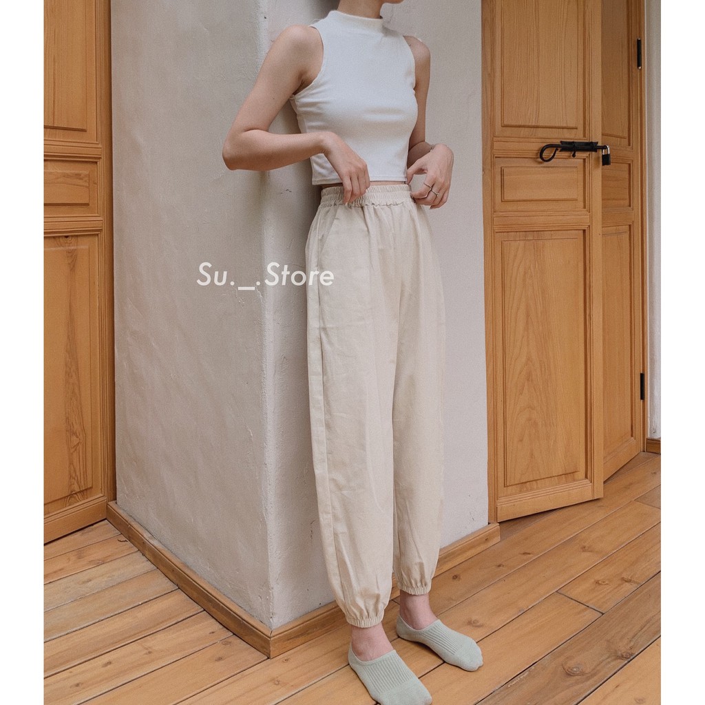 Quần jogger thô trơn lưng chun Q372 SUSTORE