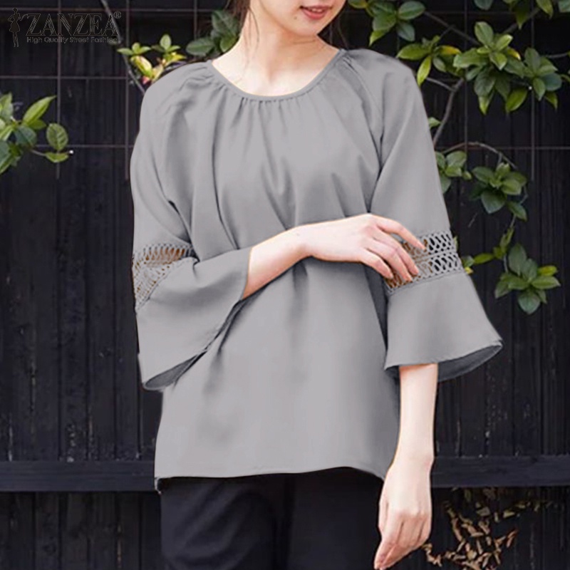 Zanzea Áo Nữ Cổ Tròn Tay 3 / 4 Phối Ren Thời Trang