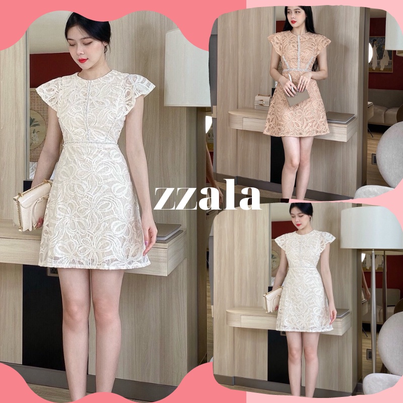 váy ren 2 màu dáng chữ A đầm đám cưới dự tiệc