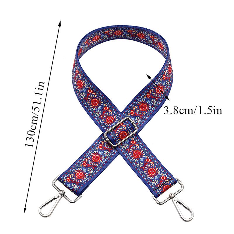 Dây Đeo Túi Xách Bản Rộng 3.8cm In Họa Tiết Hoa Phong Cách Dân Tộc Có Thể Điều Chỉnh