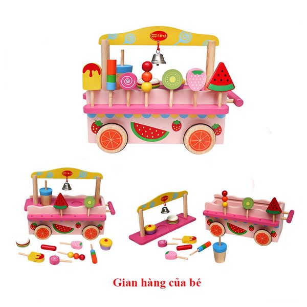 Gian hàng cho bé có bánh xe đẩy đi, màu sắc bắt mắt Đồ chơi gỗ Winwintoys Việt Nam