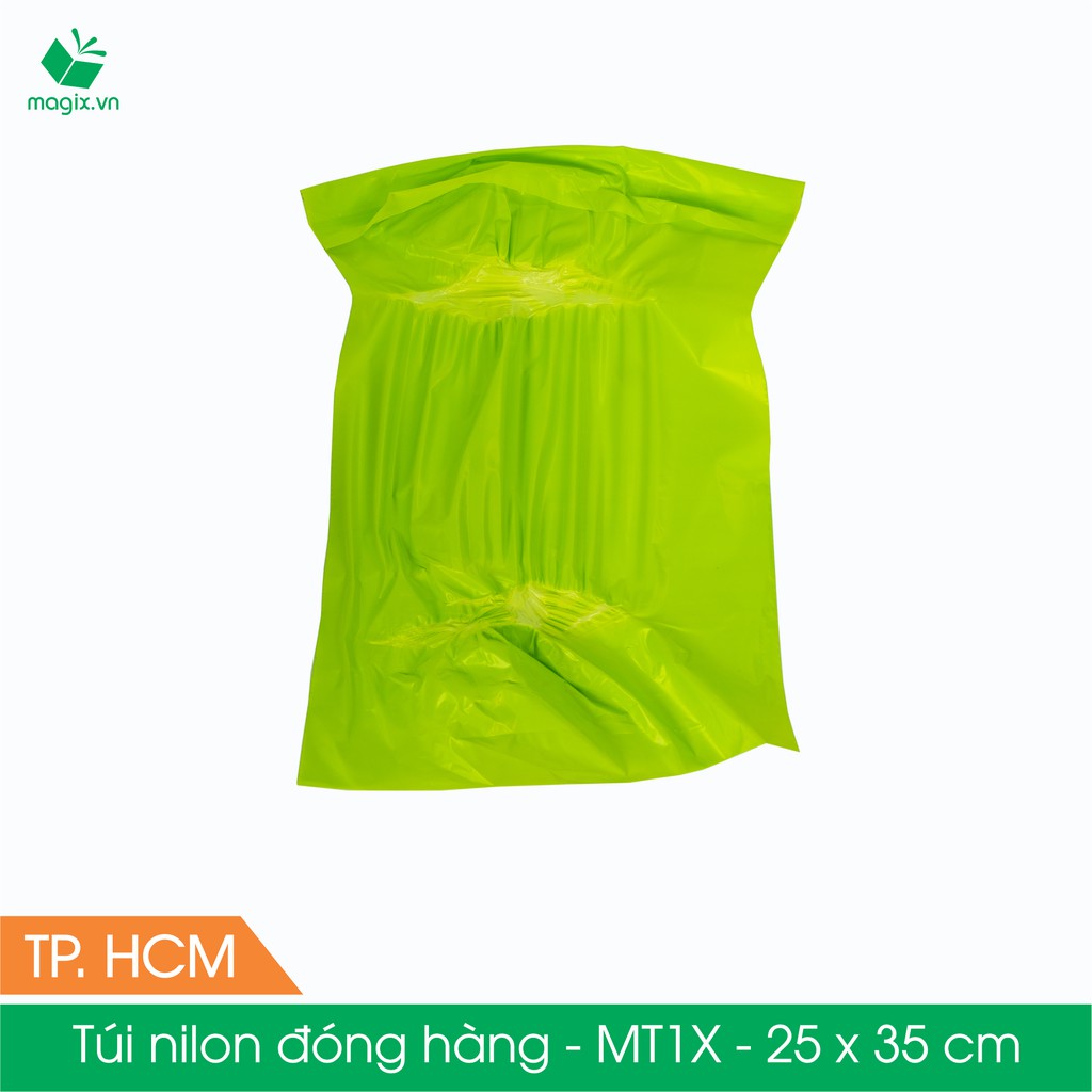 MT1X - 25x35 cm - Túi nilon gói hàng - 500 túi niêm phong đóng hàng màu xanh lá mạ