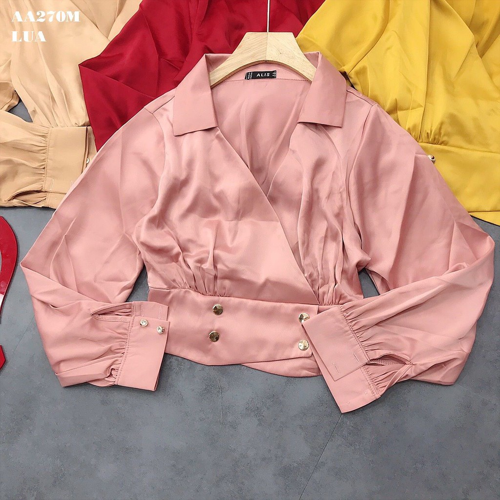 áo SƠ MI KIỂU CROPT CỔ ĐẮP CHÉO TAY DÀI 1 | BigBuy360 - bigbuy360.vn