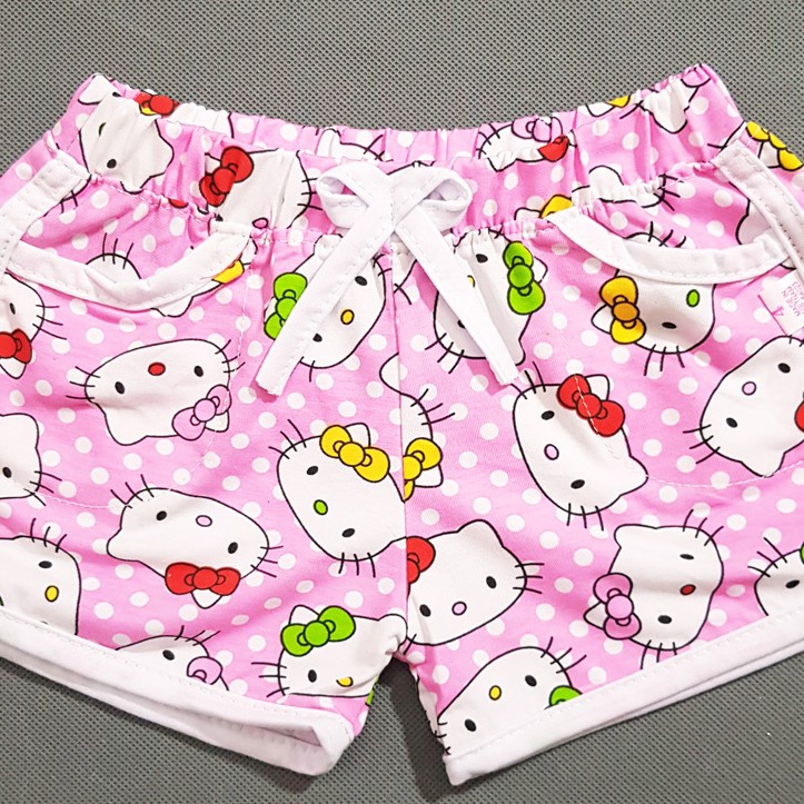 Quần short thun cotton in mèo kitty dễ thương bé gái