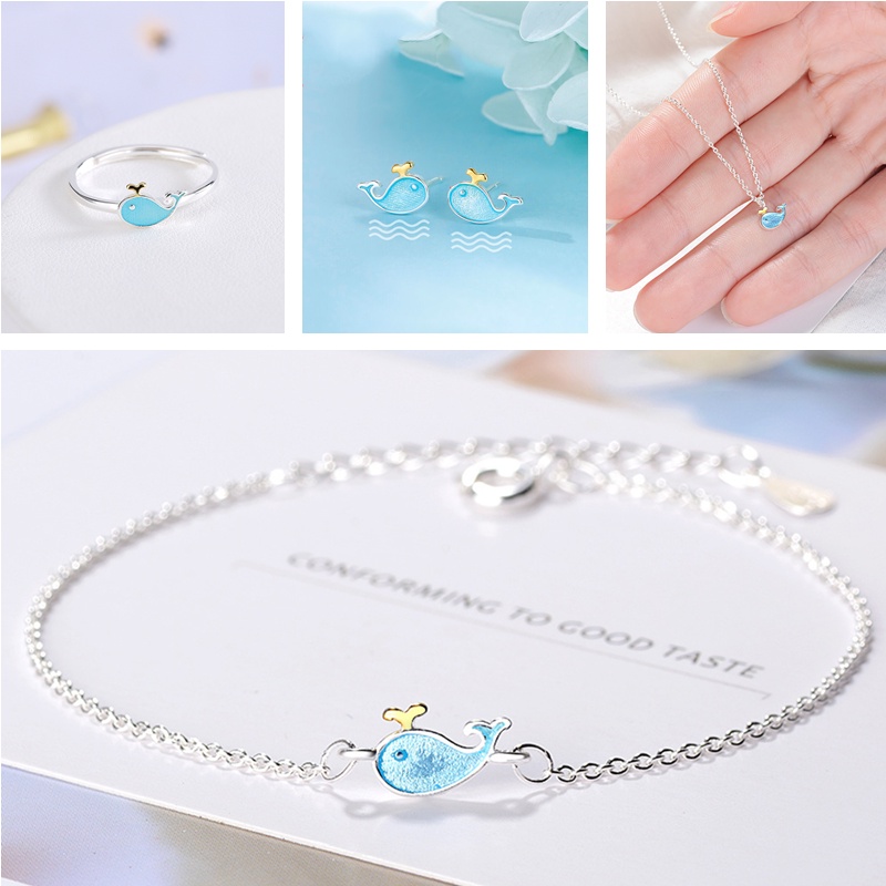 Trang Sức Tùy Chọn Hình Cá Voi Dễ Thương Phong Cách Hàn Quốc Cho Nữ (bán lẻ)