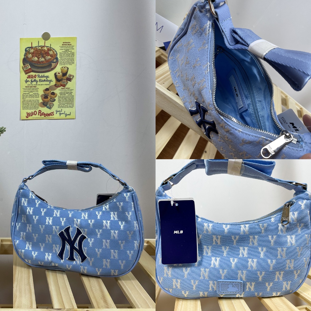 Túi kẹp nách NY túi xách nữ M.L.B NY Monogram Hobo Bag Blue - Pom Store