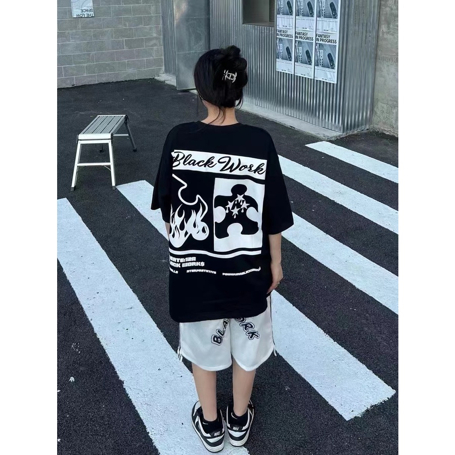 Áo Thun Nữ Tay Ngắn Phong Cách Hip Hop Hàn Quốc 2 Màu Tùy Chọn