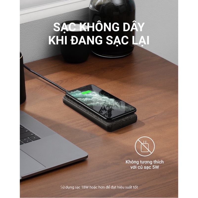 Sạc dự phòng không dây ANKER PowerCore III 10000mAh - A1617 PD MAX 18W, KHÔNG DÂY MAX 10W - Bảo hành 12 tháng