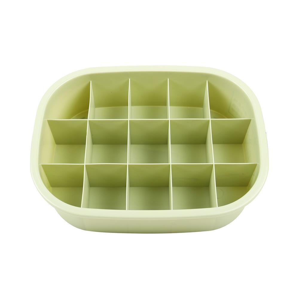 HomeBase PLIM Hộp đựng tất bằng nhựa 15 ngăn W31,8xH8,5xD24,8 màu xanh lá