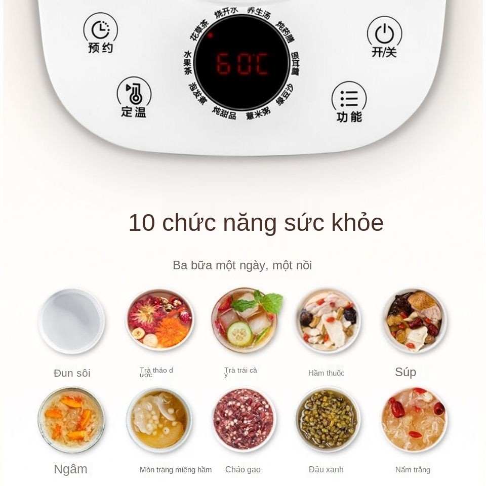 Nồi gia dụng sức khỏe Midea 1.5L lít tự động đa chức năng Ấm trà điện thủy tinh dày và sắc chính hãng