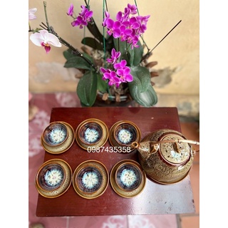 Ấm chén hoả biến gấm dáng siêu gốm Bát Tràng