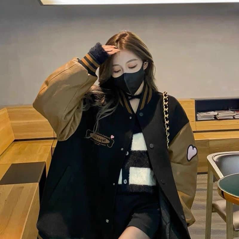 Áo nỉ dạ phối tay da siêu dày đẹp freesize dưới 68kg | BigBuy360 - bigbuy360.vn