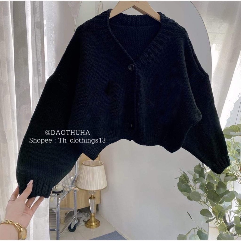 Áo Len Croptop Trắng Trơn , Áo Len Dệt Dày Dặn Thu Đông