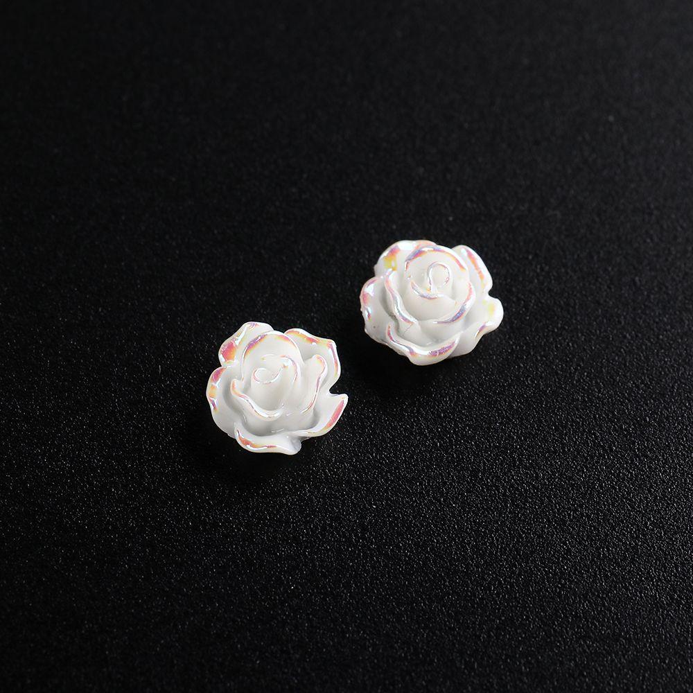 Phụ Kiện Trang Trí Móng Nghệ Thuật Hình Hoa Hồng Trắng 3D Bằng Nhựa Resin Charms