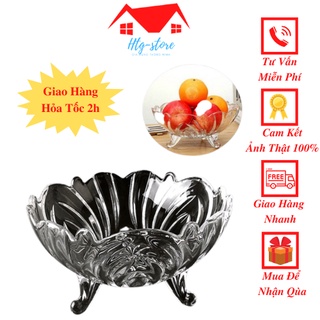 Bát thủy tinh thả hoa salad để quả 3 chân màu trắng và màu vàng cao cấp.