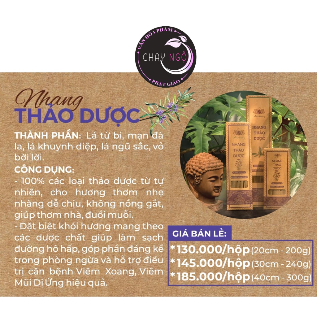 Nhang sạch Mộc Hương 30cm - 100% từ thiên nhiên Hương Thảo Dược