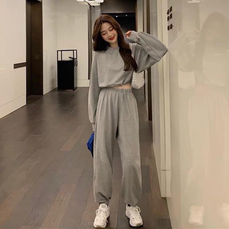 Set Thể Thao Basic CropTop_Jogger Ảnh Thật