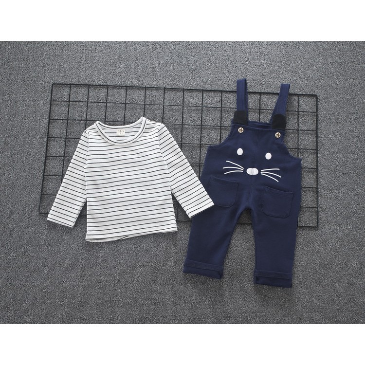 Bộ quần yếm áo dài tay cotton cho bé